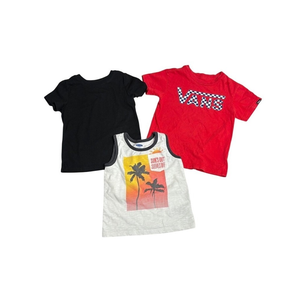 Old Navy + Vans + Cat & Jack Red Tee Black Tee White Tank Top 3T Toddler Summer
